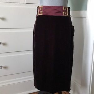 $495 Bill Blass Silk Blend Velvet Skirt Burgundy 4